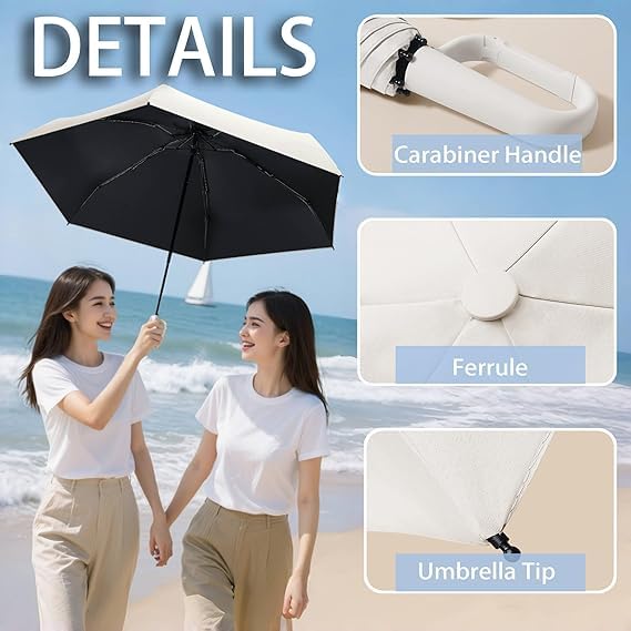 Image of Umbrella, Mini Folding Windproof & Compact UV Umbrella for Sun Protection Rain Windproof Strong Large 3 Fold for Women Handbags,3 Fold for Men Women, Stylish & Compact