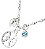 Zodiac Necklace - Zodiac Birthstone Jewelry Personalized with Initial - Astrology Gift for Her