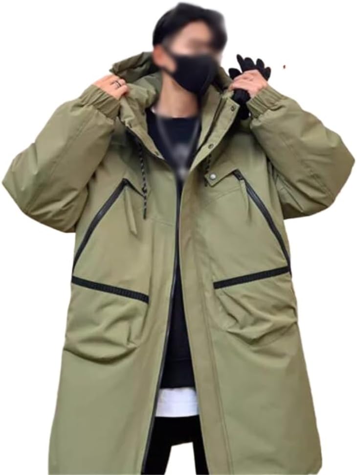 VIDI Hooded Down Suit Men's Winter White Duck Warm Casual Overalls Coat Long