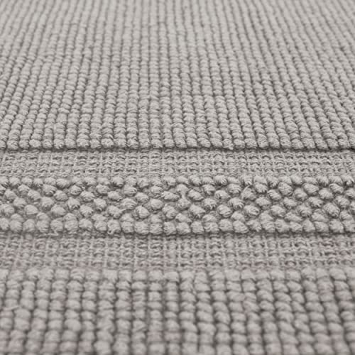 Jean Pierre – Stonewash Racetrack Bath Rug | Cotton | Premium Bathroom Décor | Machine Washable | Highly Absorbent | Measures 17” X 24” | Taupe Gray #TOP5