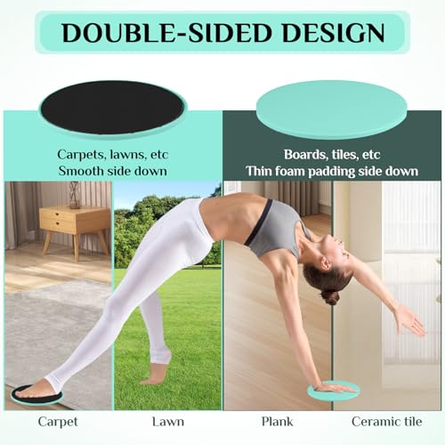 Jesiah 2Pcs Dual Sided Gliding Discs, 17.5cm Reversible Core Sliders Ultimate Core Trainer Exercise Discs Abdominal workout Strength Glider for Men Women Gym Home Carpet Wood Hard Floors - Image 3