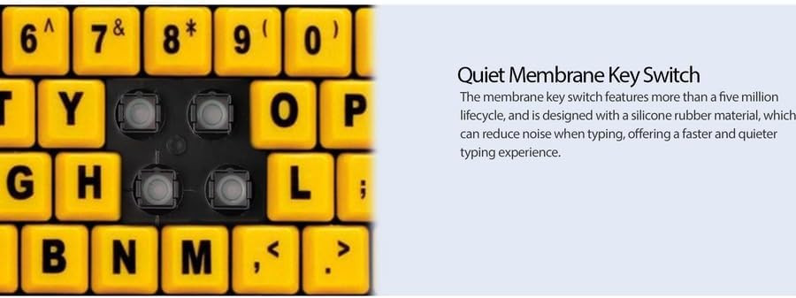 Close-up of Adesso AKB-132UY membrane key switch mechanism