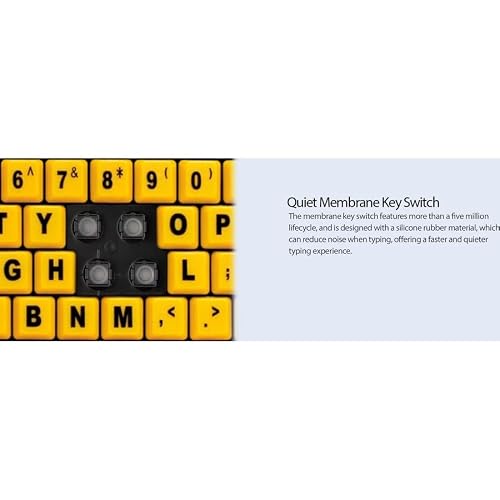 Adesso AKB-132UY - Luminous 4 X Large Print Multimedia Desktop USB Keyboard, Black Yellow