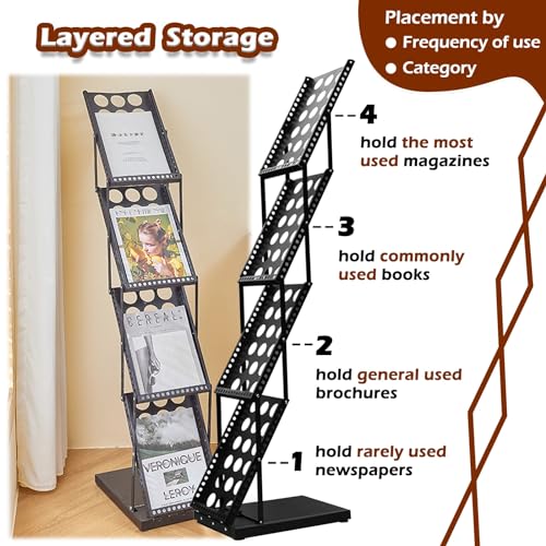 Porte-revues pliable blanc à 4 compartiments pour papier A4