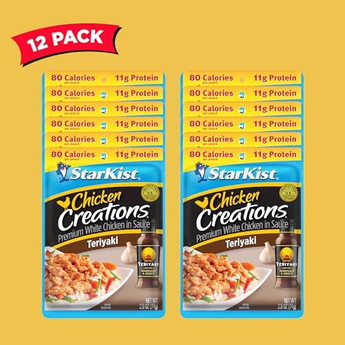 Image of StarKist Chicken Creations Teriyaki, 2.6oz Pouch, 12-Pack | 11g Protein Per Serving, Fully Cooked White Meat, No Draining, Ready to Eat for Salad and Sandwiches