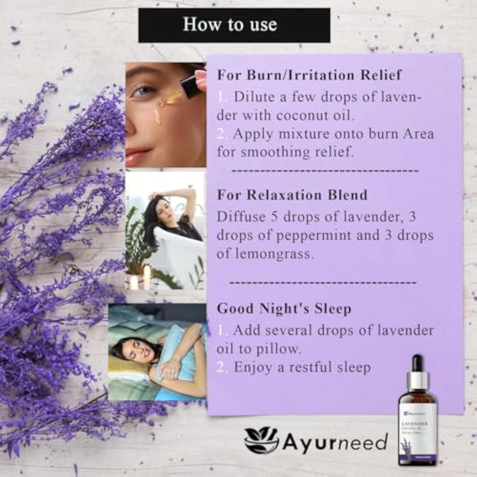 100% Pure Lavender Essential Oil for Hair Growth & Relaxation