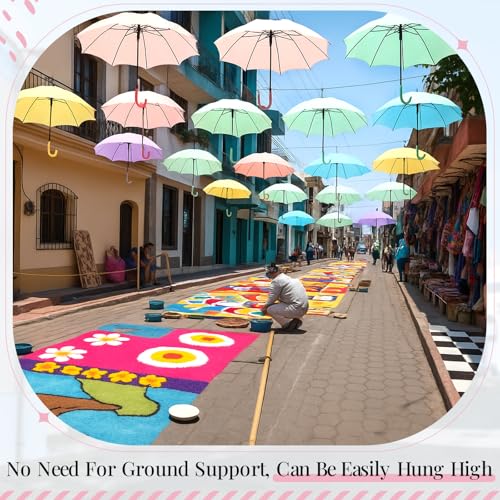 Eccliy Decorative Street Umbrella for Hanging 35.5 Inch Macaron Color Stick Umbrellas for Outdoor Wedding Birthday Party Decor Photo Booth Props Garden Street Commercial Decoration(Pastel,10 Pcs) by Eccliy - Used condition - Image 5