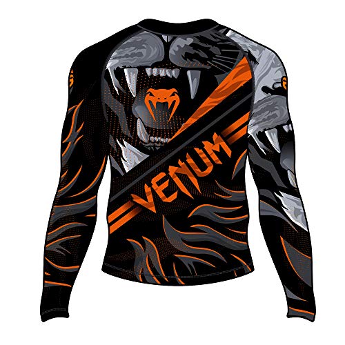 Rash Guard Venum Lion Fire Preto e Laranja-M