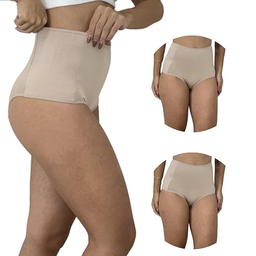 Kit 3 Calcinhas Compressoras Pós Parto Cintura Alta Cinta Modeladora Cós Alto Compressão Conforto Diário