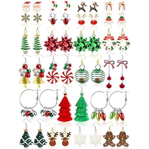 23 Pairs Christmas Earrings for Wom...