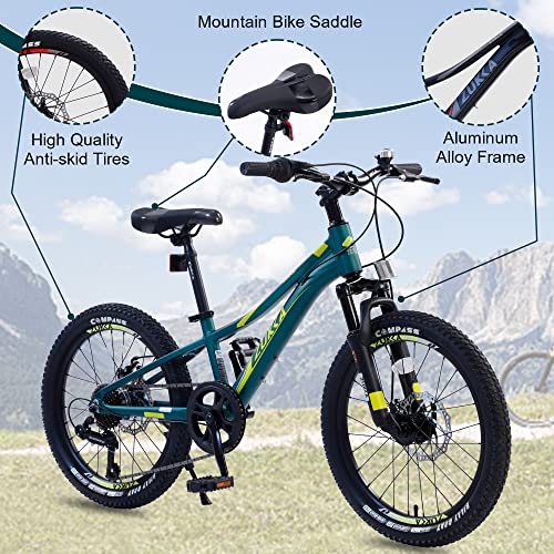 Weerock 20 Inch Kid's Mountain Bike Mtb Shimano 7 Speeds Aluminium Alloy Frame Bicycle For Boys Girls,Youth,Green #TOP4