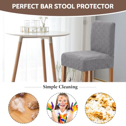 Image of FUANGUI Bar Stool Covers Set of 4, Stretch Bar Stool Seat Covers | Washable Removable Bar Chair Covers with Backs Slipcovers, Bar Chair Covers Square for Kitchen Dining Room Cafe