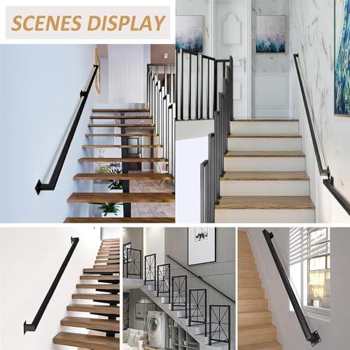 Rambarde d'escalier moderne noire en kit complet de 3,65 m - 4