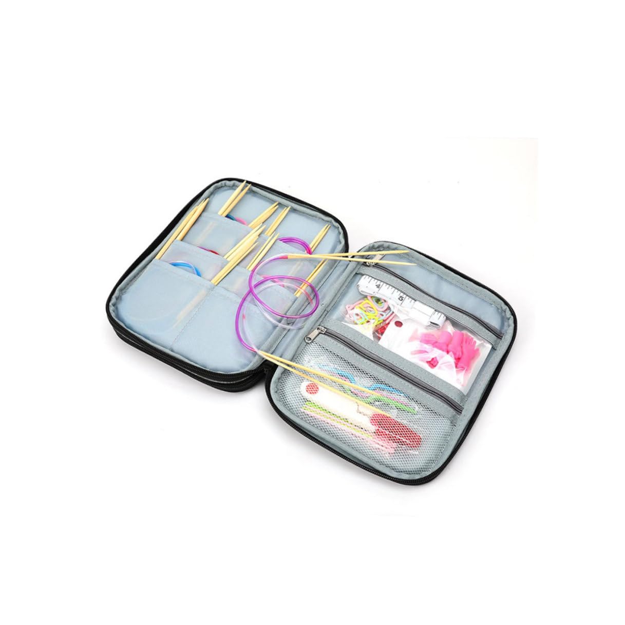 HOODANCOS Juego de Agujas de Tejer Multifunción 2-10 MM con Bolsa de Almacenamiento Oxford y Accesorios Completos para Tejido Kit de Crochet Colorido Adecuado para Manualidades y Costura