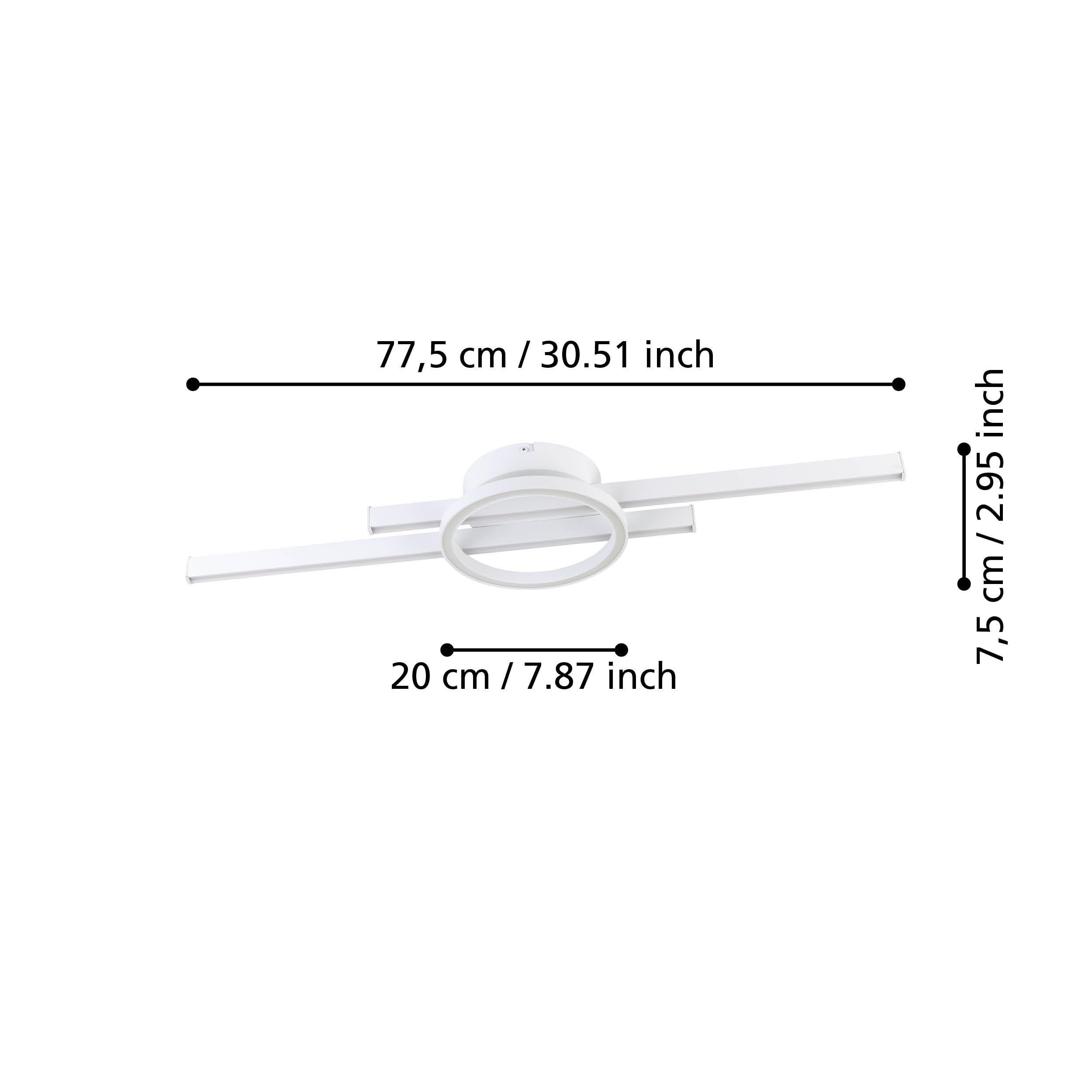 Eglo Amandolo Lámpara led de techo regulable con mando a distancia | con diseño geométrico, hecha de metal blanco, blanco cálido-blanco frío, retroiluminación RGB