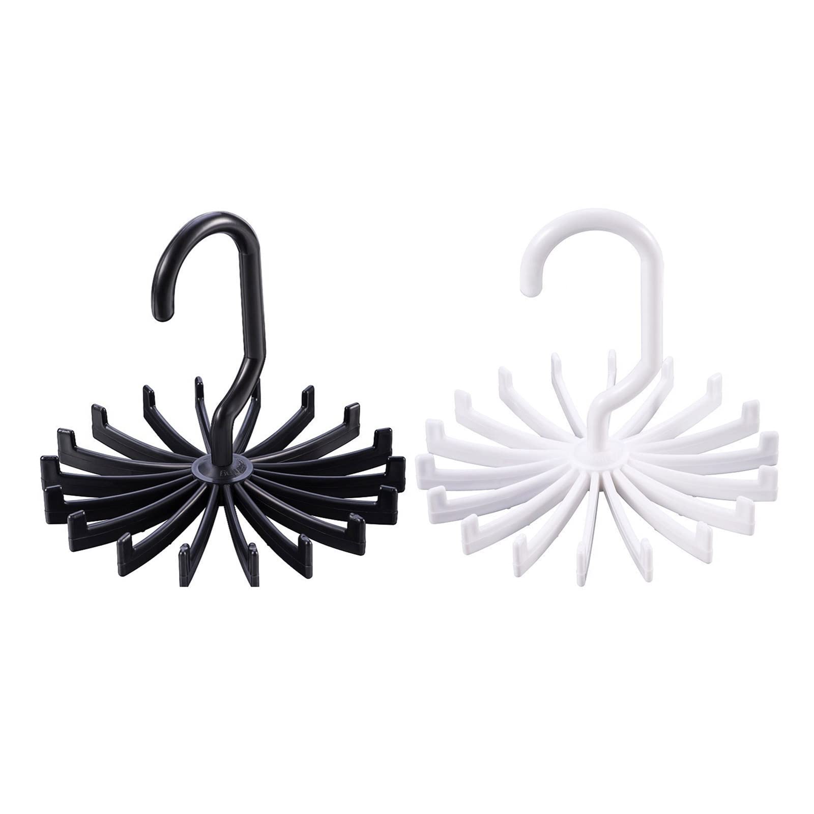 YS0911 360 Degree Rotatable Ties Clothing Hanger Rack 18 Claw Scarf Hangers Organizer Twirling Scarf Belt Tie Hook Holder Belt Rack Hanger, Black