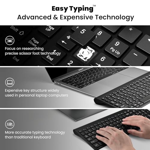 Image of cimetech EasyTyping KF10 Wireless Keyboard and Mouse Combo, [Silent Scissor Switch Keys][Labor-Saving Keys]Ultra Slim Wireless Computer Keyboard and Mouse, Easy Setup for PC /Laptop /Mac /Windows - Black
