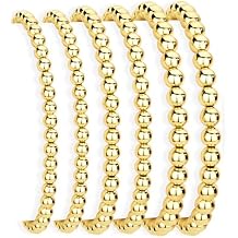 Gokeey Gold Beaded Bracelet for Women Stackable, Waterproof 14K Gold Plated Strand Bead Ball Bracelet Stack Trendy Hypoallergenic Stretchable Elastic Bohemian Bracelet Jewelry Set