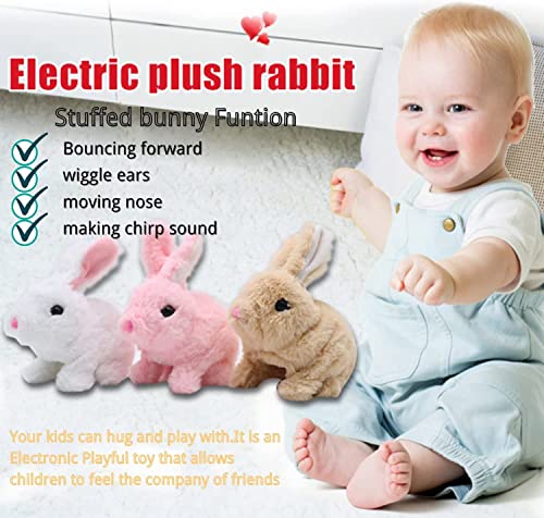 Easter Plush Stuffed Interactive Bunny Toy Walking Rabbit Educational Toys Interactive Toys Rabbit Can Walk And Talk Rabbit Toys For Kids, Hopping Wiggle Ears Twitch Nose (White)(Without Battery) #TOP4