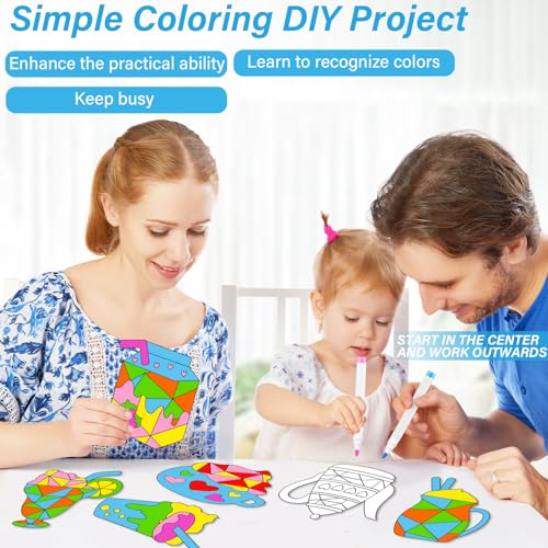 Qyeahkj QY1239 30Pcs Summer Arts Crafts For Kids Summer Window Suncatchers Crafts Kit Diy Ice Cream Coloring Crafts Window Cling Sticker With Markers Hobby Gifts For Home Decorations Classroom Activities thumb #3