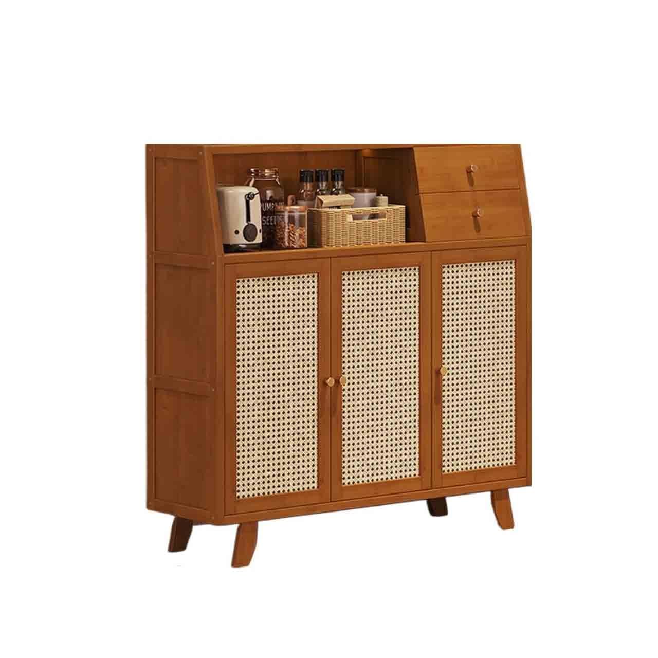 Mueble aparador Aparador de Cocina Estilo Retro, Unidad almacenaje for salón, Tres Puertas con Compartimentos y cajones Mesa de Centro Consola