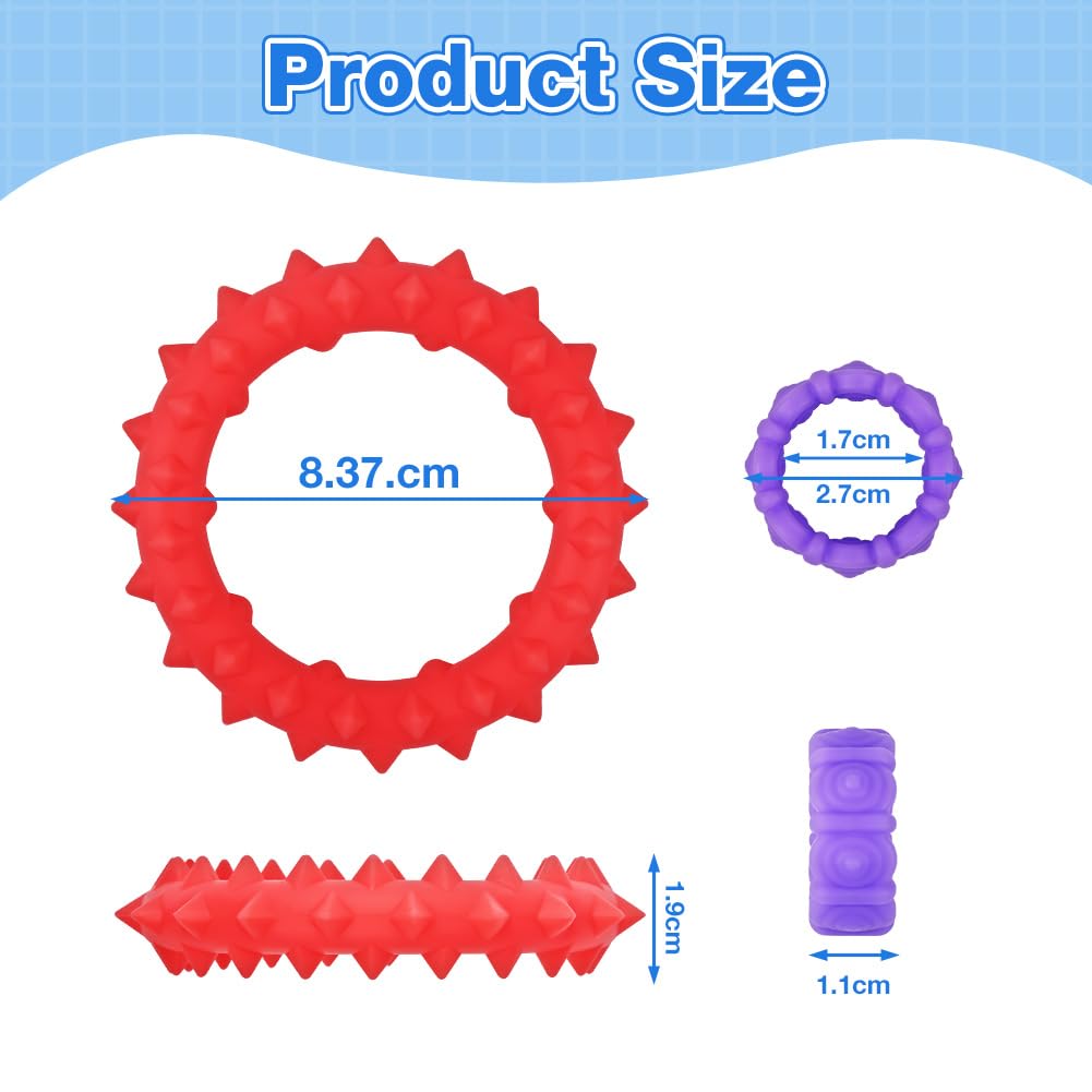 Aolso Sensory Toys for Autism,6 Pcs Fidget Rings 4 Pcs Fidget Bracelet,Textured Soft Silicone Sensory Acupressure Rings for Anxiety Relief,Fidget Toys for Anxiety ADHD - Image 2
