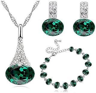 Klaritta Emerald Green Christmas Jewellery Set Earrings Bracelet Necklace Pendant S839
