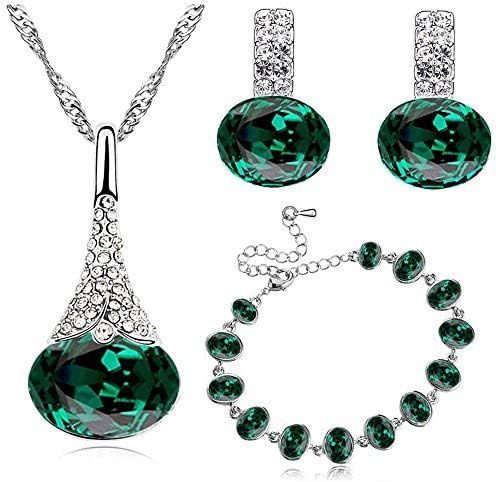 Klaritta Emerald Green Christmas Jewellery Set Earrings Bracelet Necklace Pendant S839