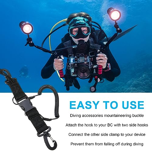 Jortmrd 2 Stuks Duiken Lanyard,Lanyard Gesp met Haken,Sport Spiraalkabel Koord Duiken,Zwart Veilig Nylon Lanyard Coil Lanyard voor Duikaccessoires,Met Clip Snelsluiting - Image 7