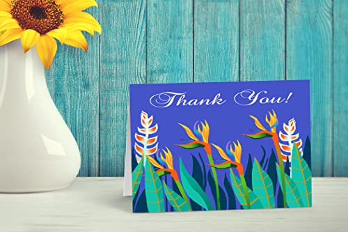 Image of Stonehouse Collection | Tropical Note Cards | 10 Blank Tropical Flower Cards & Envelopes | USA Made -Bird of Paradise - (Standard)