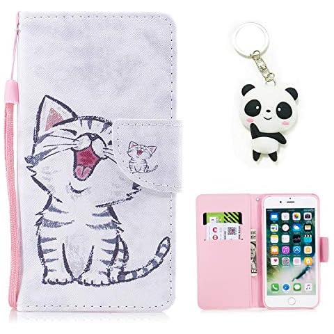 XTstore Case for Motorola Moto G6 - Leather Flip Wallet Phone Case Shockproof Stand Cover Silicone Bumper Protector with Magnetic Closure & Wrist Strap for Moto G6,Cat Cover