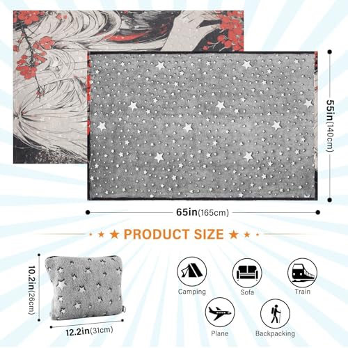Couverture de lit manga et fleurs blanches pour homme et femme - 5