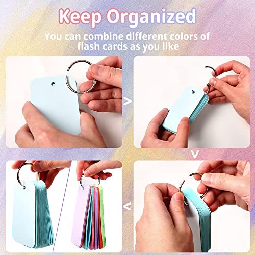 Cagie 300 Pcs Blank Flash Cards For Studying Language Math 6 Colored Index Cards With Metal Ring 2.2 X 3.5 Inches Easy Flip Note Cards For Bookmark/Diy Greeting Card/Memo Scratch Pads #TOP3