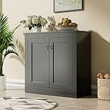 Cozy Castle Black Storage Cabinet, Free Standing Buffet Cabinet with Storage, Accent Cabinet with Do