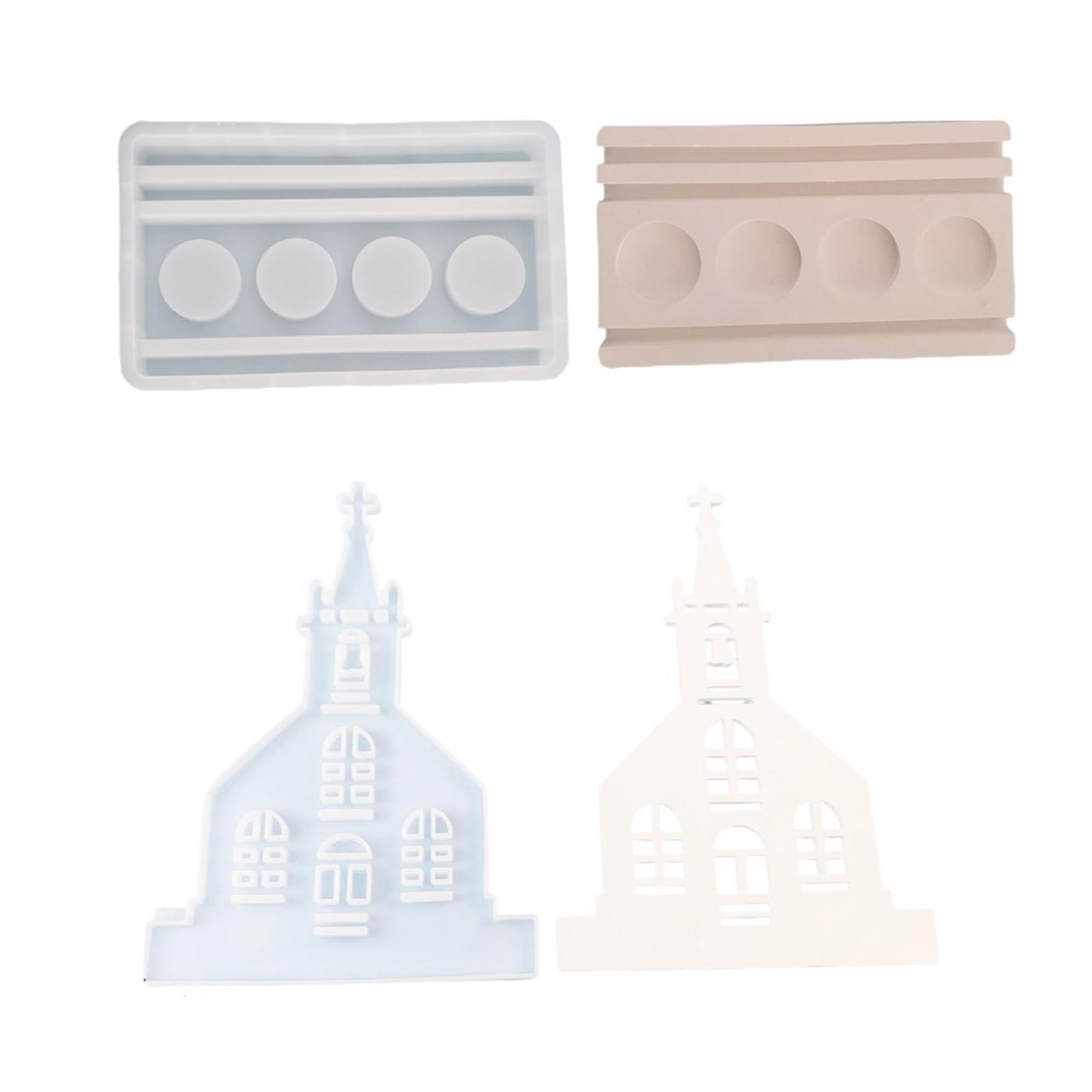 Moules ornementaux en silicone - Moule à église - Moules pour bougeoirs - Moule unique pour la fabrication de chandeliers - En silicone