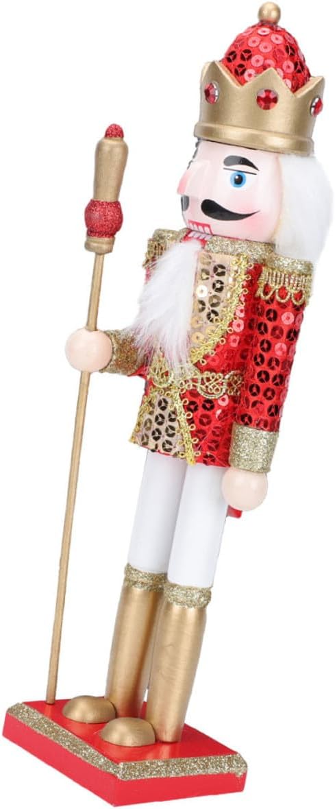 KALLORY Wooden Nutcracker Figurine Red Soldier Nutcracker Decoration Christmas Holiday Ornament for Home and Table Display