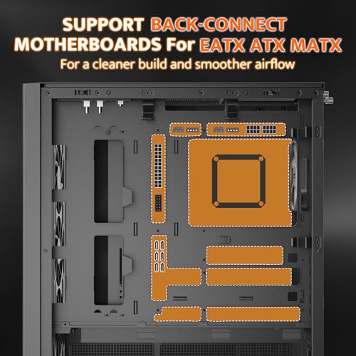 Image of darkFlash AIR NOVA Full Tower E-ATX PC Case, Six-Sided Ventilated Gaming Case, Up to 420mm Radiator, Vertical GPU Mount, Back Connect, Type C, High Airflow, 7 x PWM ARGB Fans Included (Black)