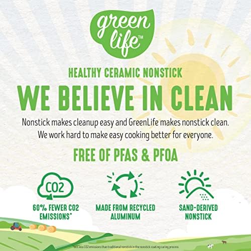 GreenLife, Zestaw Ceramicznych Naczyń z Powłoką Nieprzywierającą i Miękkim Uchwytem - 16 Sztuk, Turkusowy