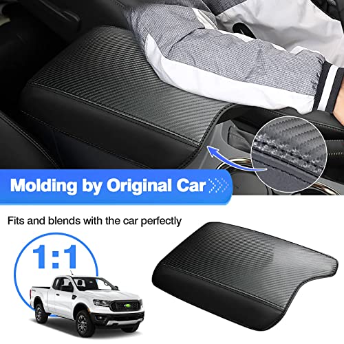 Image of Autorder Center Console Cover for 2019-2023 Ford Ranger Accessories Armrest Cover Carbon Fiber Middle Console Pad Anti-Scratch Armrest Protector (NOT for 2023 Ranger XL /Raptor /Wildtrak)