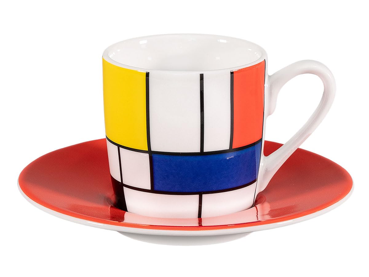 Könitz Espresso Tassen Set Mondrian Large Fragments. 4 Kaffeetassen 65ml aus Porzellan. Espressotassen modern, bunt