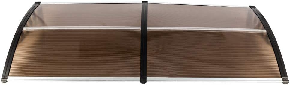 Polycarbonate Door & Window Awning Canopy, Outdoor Patio Rain & UV Protection, 39.37" Brown & Black, Durable Hollow Sheet for Snow & Rain Shielding
