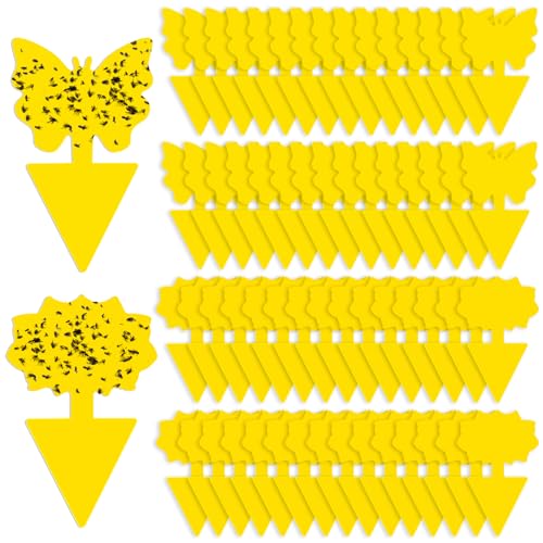 Fruit Fly Traps 60 Pack Yellow Sticky Traps Fungus Gnat Traps Plant Fly Stickers for Indoor and Outdoor Use Protect The Plant