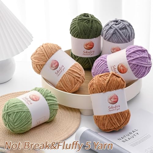 Image of Chenille Yarn for Crocheting, Size 5 Bulky,Milky White | 100g /131yds Soft Chunky Velvet Yarn for Crochet and Knitting,Fluffy Baby Yarn for Amigurumi,Blankets and DIY Crafts.