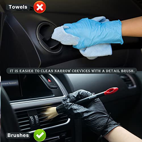 Exway Car Detailing Brushes Set (3 Pack) Premium Natural Boar Hair Auto Cleaning Brush For Washing Automotive Interior Or Exterior, Leather Seats, Dashboards, Wipers, Air Vents #TOP1