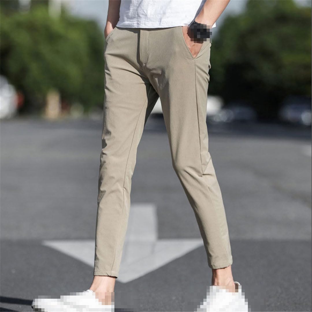 Vogrtcc Pantalones Casuales Ajustados para Hombres Pantalones con Cintura Elástica Pantalones hasta Los Tobillos
