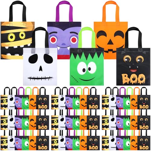Ribbonlic 96 Pcs Halloween Treat Bags Party Favors, Candy Tote