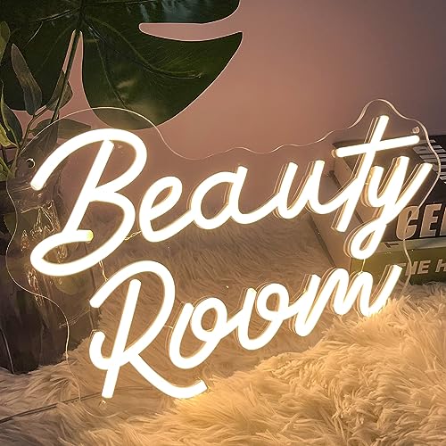Image of Beauty Room Neon Sign For Spa Beauty Room Nail Brows Lashed Salon Studio LED Wall Art Decor For Business Stores Logo Barber Shops Led Word Indoor Custom Neon Lights 5V USB Powered Warm White 40x24.5cm