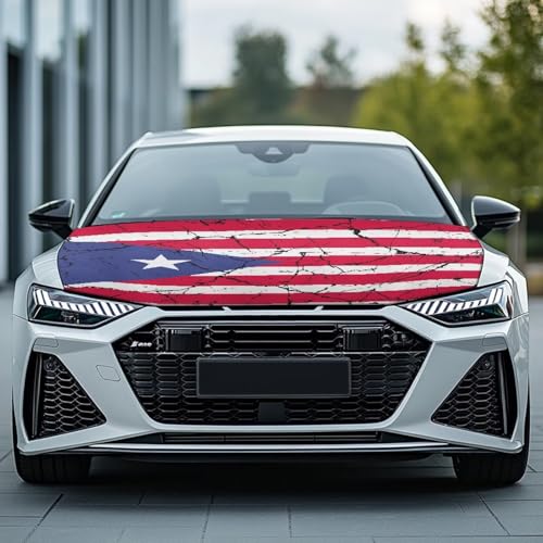 Image of Puerto Rico Car Hood Cover Polyester Elastic Fabrics Can be Washed Suitable for SUV Trucks Universal for Cars