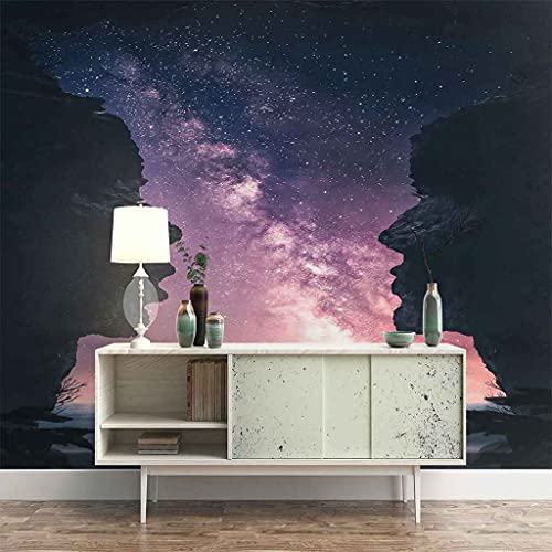 Art de pierre de ciel étoilé violet pour salon avec poster 3D mural