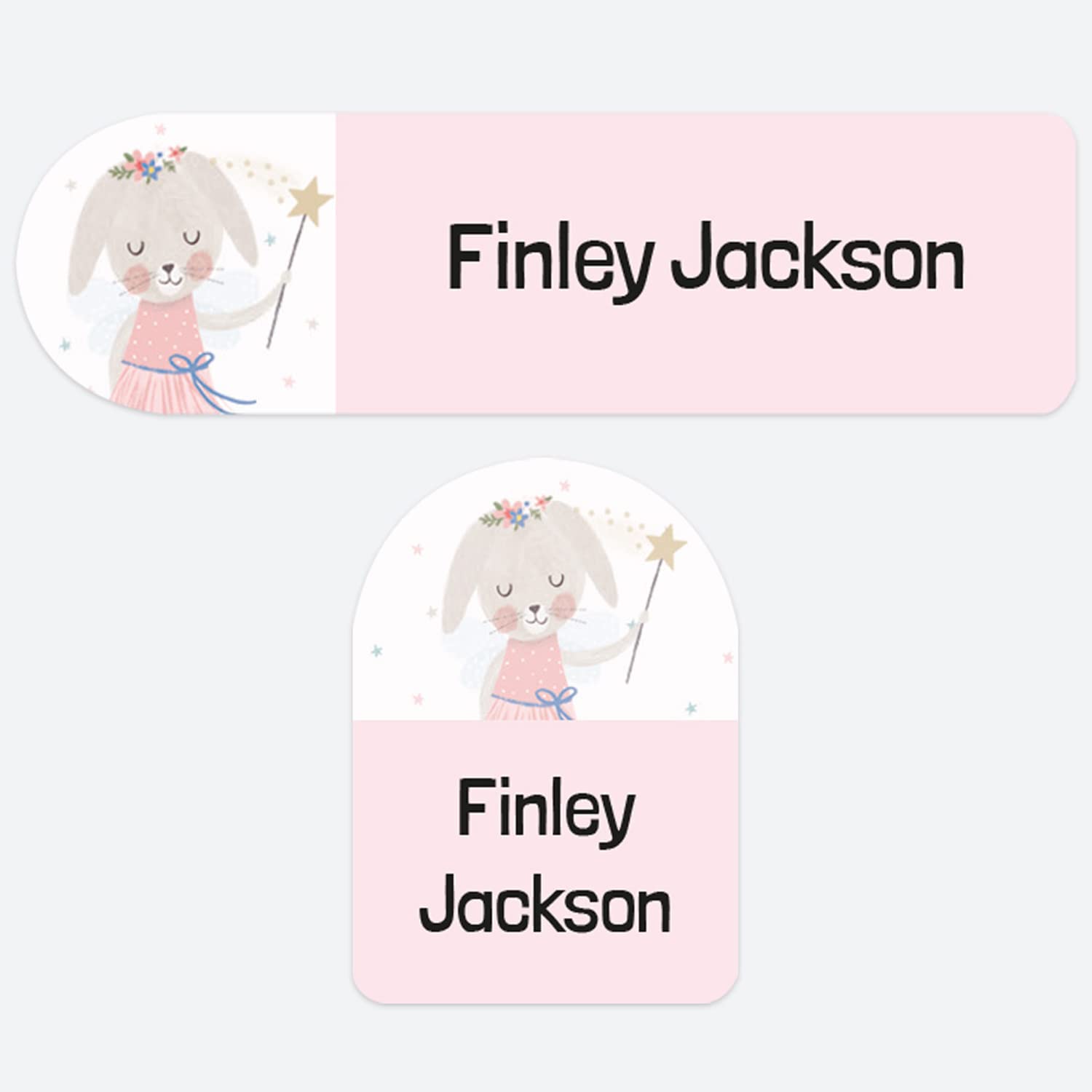 50 x No Iron Personalised Stick On Waterproof Washable Name Labels Great for Clothes, School Uniform, Equipment, Shoes. School, Nursery, Day Care, Hospital - Flopsy Bunny